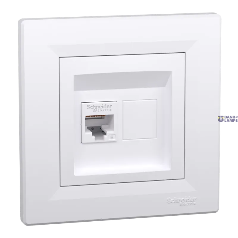Schneider Electric Socket Asfora, UTP, RJ45, Cat 6, White, Single Data EPH4700121