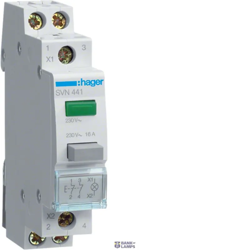 Hager Impulse Pushbutton Sv 2nc Green light, 230 V SVN441