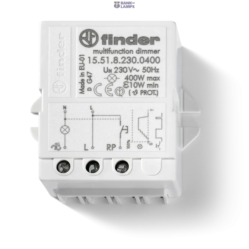 FINDER Dimmer Electric stepwise, wall Box Mount, 230VAC, max 155182300400
