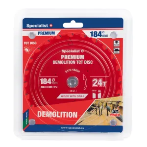 Griešanas disks 184x24Tx20/16mm, Demolition PREMIUM, SPECIALIST+ Griešanas disks 184x24Tx20/16mm, Demolition PREMIUM, SPECIALIST+