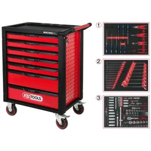 Instrumentu ratiņi RACINGline, 7 atvilktnes+ instr. 215 gab., KS Tools