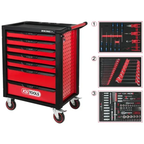 KS Tools Instrumentu ratiņi RACINGline, 7 atvilktnes+ instr. 215 826-7215