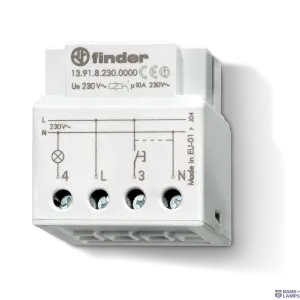 FINDER 139182300000 — Time Relay Quiet elec. step, switch Box Mount, 1NO, 10A, 230VAC FINDER 139182300000 — Time Relay Quiet elec. step, switch Box Mount, 1NO, 10A, 230VAC