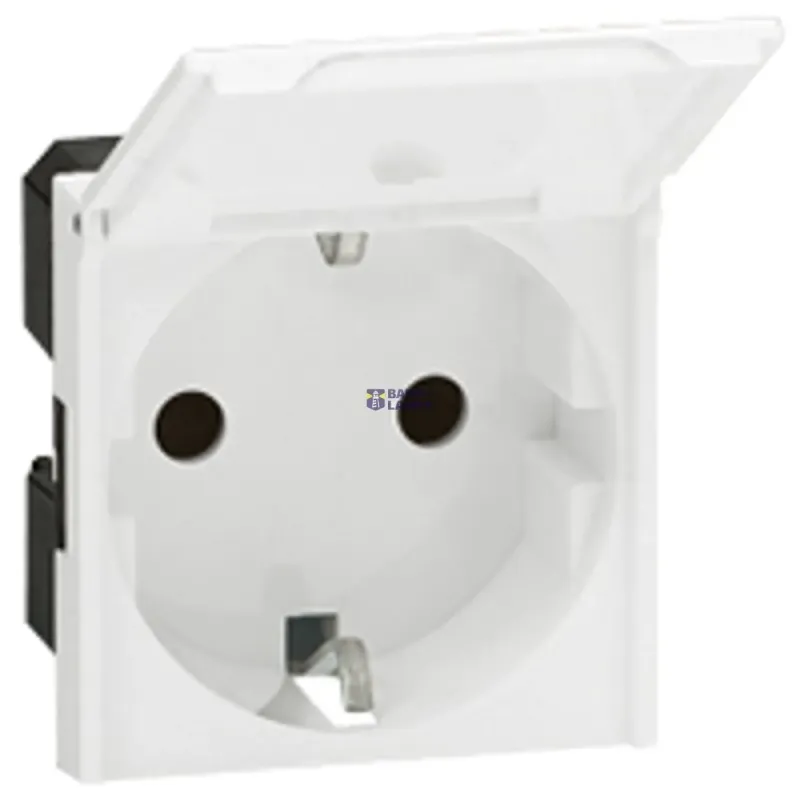 Legrand Socket Outlet Mosaic Standard, 2P+E, with Cover, White, 2 077219