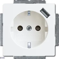 Busch-Jaeger 2CKA002011A6193 — 20 EUCBUSB-94-507 Cover Plates (partly incl. Insert) Protective Contact (SCHUKO) with USB A alpine white - Basic55 Busch-Jaeger 2CKA002011A6193 — 20 EUCBUSB-94-507 Cover Plates (partly incl. Insert) Protective Contact (SCHUKO) with USB A alpine white - Basic55