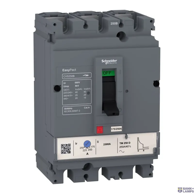 Schneider Electric Circuit Breaker EasyPact CVS CVS160B, 3P, 25kA, 415V AC LV516302
