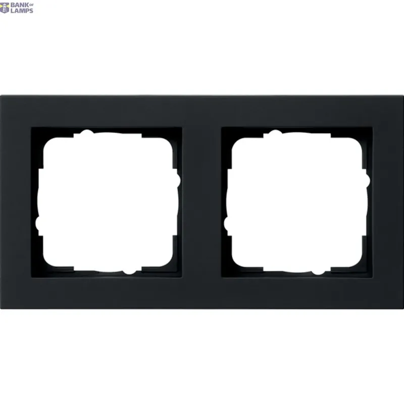 Gira Cover Frame E2 Black Matt (Lacquered) 2-Gang, Halogen-Free 021209