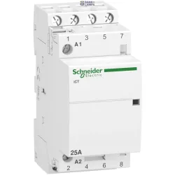 Schneider Electric A9C20834 — Contactor Acti9 iCT, 4P, 25 A, 220–240 V AC, 4NO, IP20 Schneider Electric A9C20834 — Contactor Acti9 iCT, 4P, 25 A, 220–240 V AC, 4NO, IP20