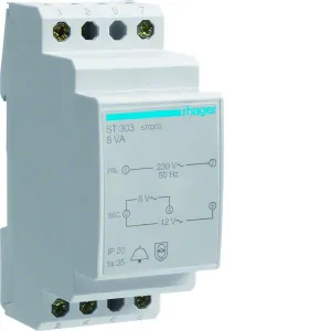 Hager ST303 — Bell Transformer 8VA, 230 V 8-12 V Hager ST303 — Bell Transformer 8VA, 230 V 8-12 V