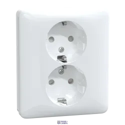 Schneider Electric WDE002196 — Socket Outlet Exxact, White, Double -Outlet Earthed Screwless