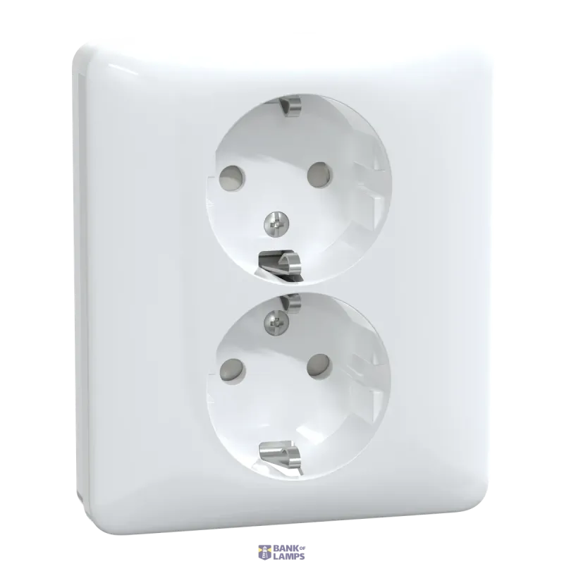 Schneider Electric Socket Outlet Exxact, White, Double -Outlet Earthed WDE002196