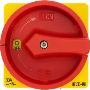 EATON 014374 — T3-1-102/EA/SVB Main switch, T3, 32 A, flush mounting, 1 contact unit(s), 2 pole, Emergency switching off function, With red rotary handle and yellow locking ring, L EATON 014374 — T3-1-102/EA/SVB Main switch, T3, 32 A, flush mounting, 1 contact unit(s), 2 pole, Emergency switching off function, With red rotary handle and yellow locking ring, L