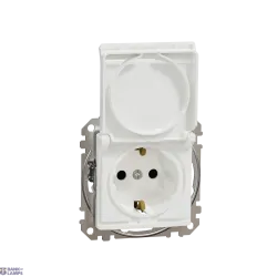 Schneider Electric SDD111023 — rozete Outlet Sedna Design & Elements, White, Side Earth Shut Screw Lid, Professional
