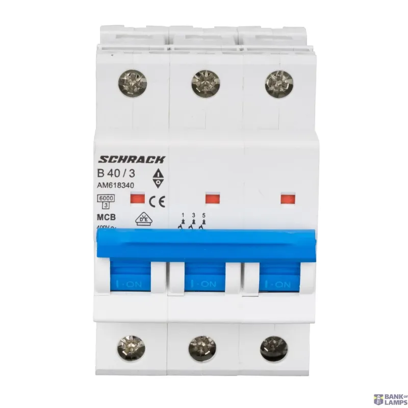 SCHRACK Miniature Circuit Breaker AMPARO 6kA, B 40A, 3P AM618340--