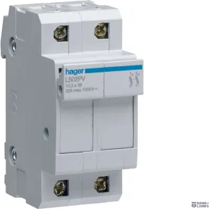 Hager L502PV — Fuse Carrier 2P, 1000 V DC L38, 2M
