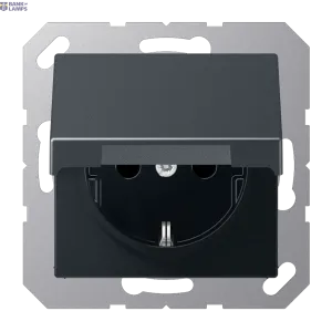 Jung A1520BFKLANM — SCHUKO rozete A, 16 A, 250 V, Hinged Lid, Thermoplastic Lacquered, Matt Anthracite, Screwless Terminals for Rigid and Flexible Wires