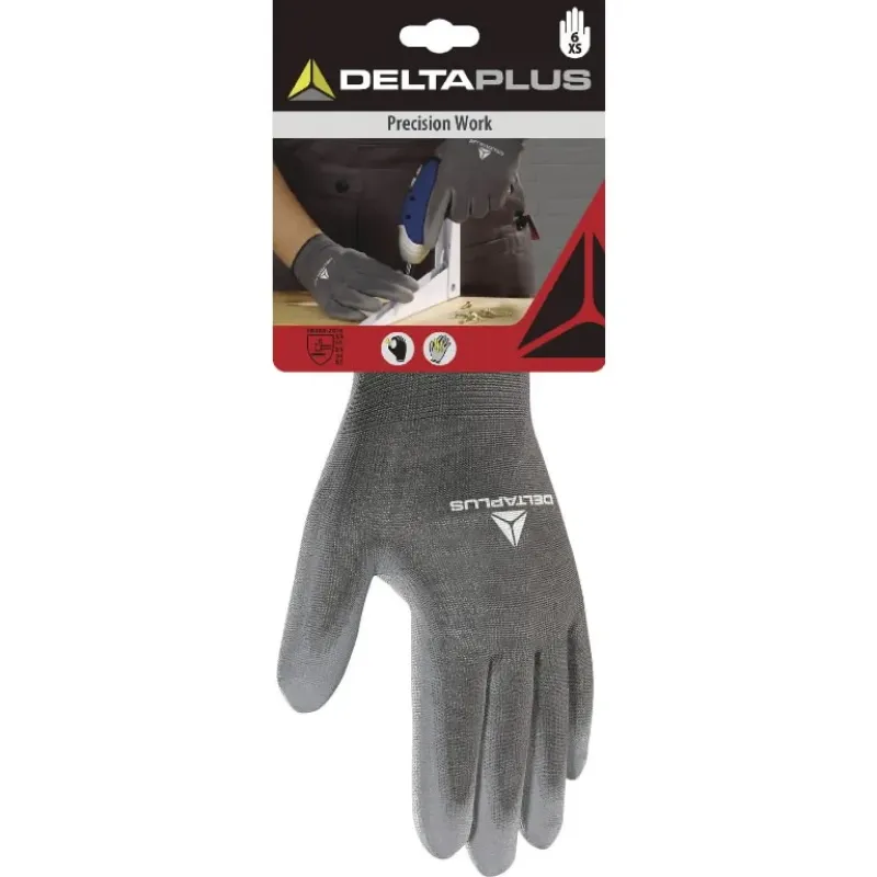 Delta Plus Tekstila darba cimdi, adīti, poliestera PU plaukstas DPVE702PG10