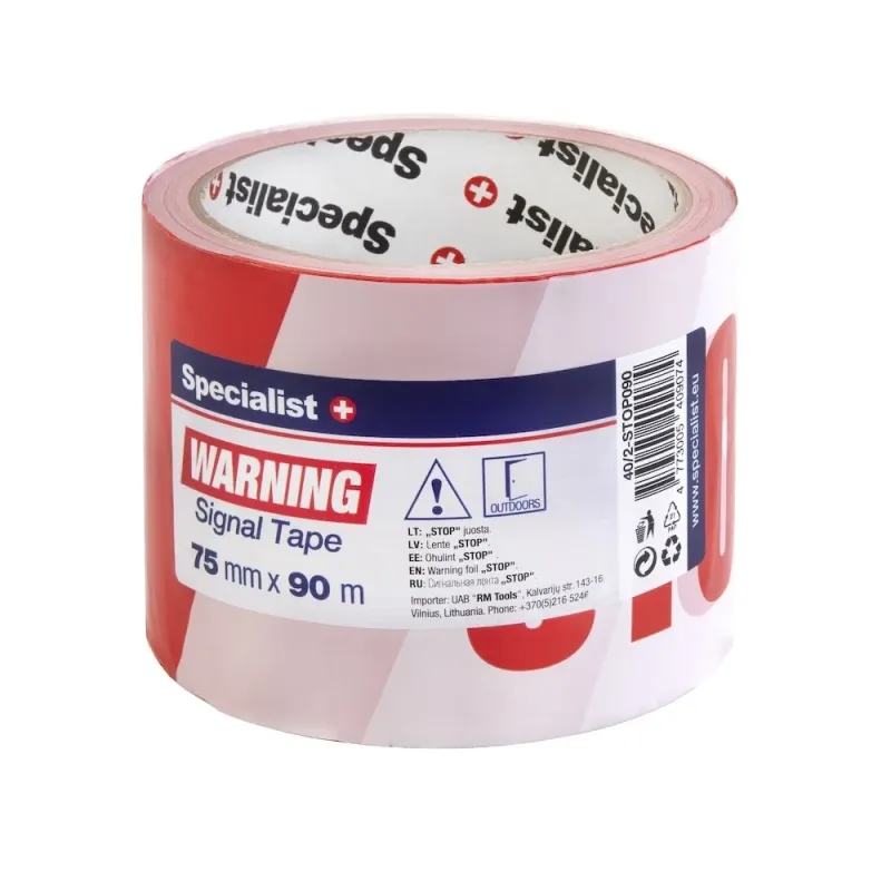 Specialist+ SPECIALIST+ lenta „STOP”, 75 mm x 90 m, sarkana / balta 40-2-STOP090