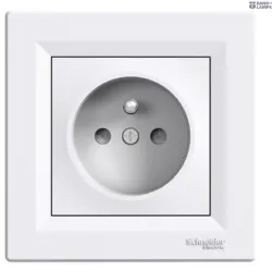 Schneider Electric EPH2800221 — Socket Outlet 16A, White, Asfora - Single With Pin Earth - Shutters