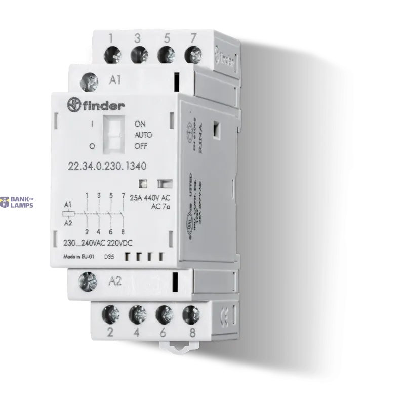 FINDER Modular Contactor 35mm, 4NO, 25A, 24VUC, AgSnO2, Mechanical 223400244320