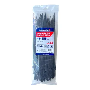 SPECIALIST+ neilona siksna, black, 4.6 x 250 mm, 100 pcs