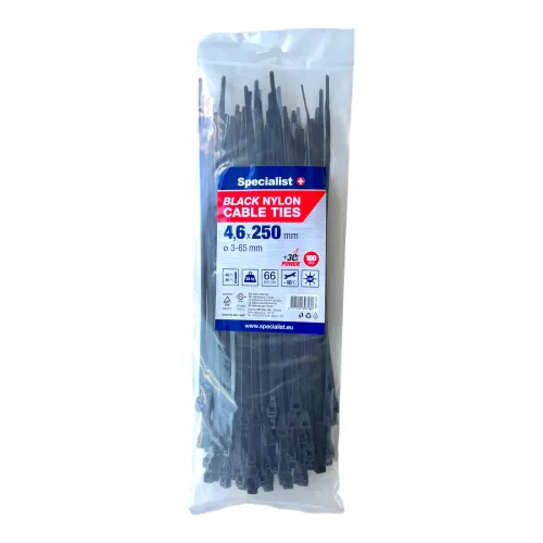 Specialist+ SPECIALIST+ neilona siksna, melna, 4.6 x 250 mm, 100 gab. 81-3-4250J