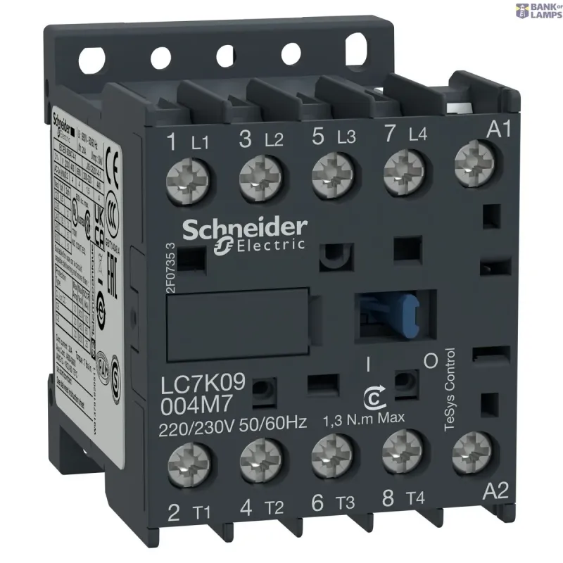 Schneider Electric Contactor TeSys K, 4P, 20 A, 440 V, 4NO, IP2X, 220–230 V LC7K09004M7