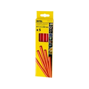 Karstās līmes nūjiņas 11,2 mm x 200 mm, sarkanas, 5 gab. Karstās līmes nūjiņas 11,2 mm x 200 mm, sarkanas, 5 gab.