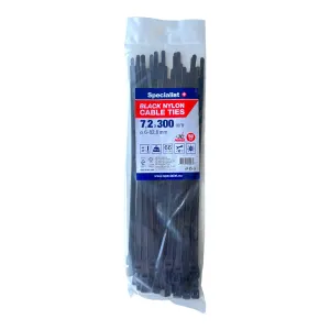 SPECIALIST+ neilona siksna, black, 7.6 x 300 mm, 50 pcs SPECIALIST+ neilona siksna, black, 7.6 x 300 mm, 50 pcs