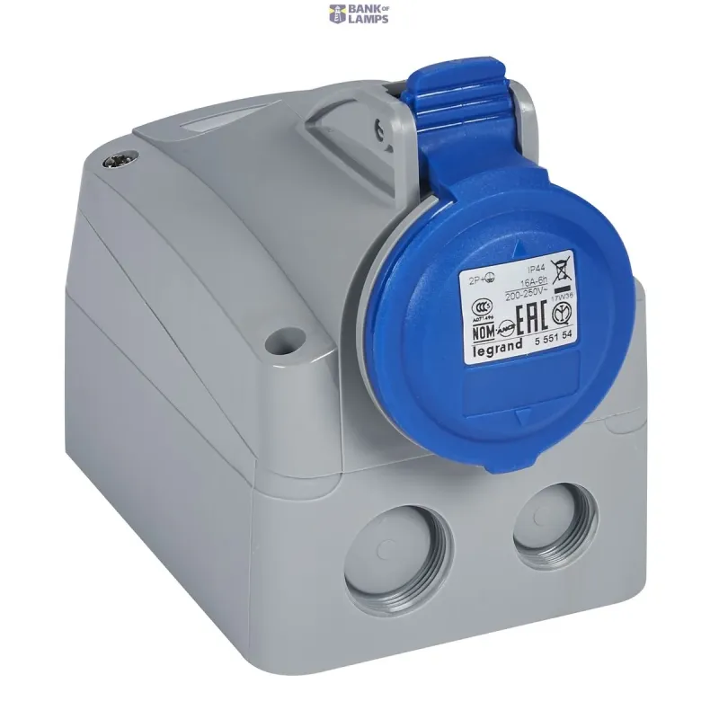 Legrand Surface-Mounting Socket P17 P17 Tempra IP44, 200/250V, 16A 555154