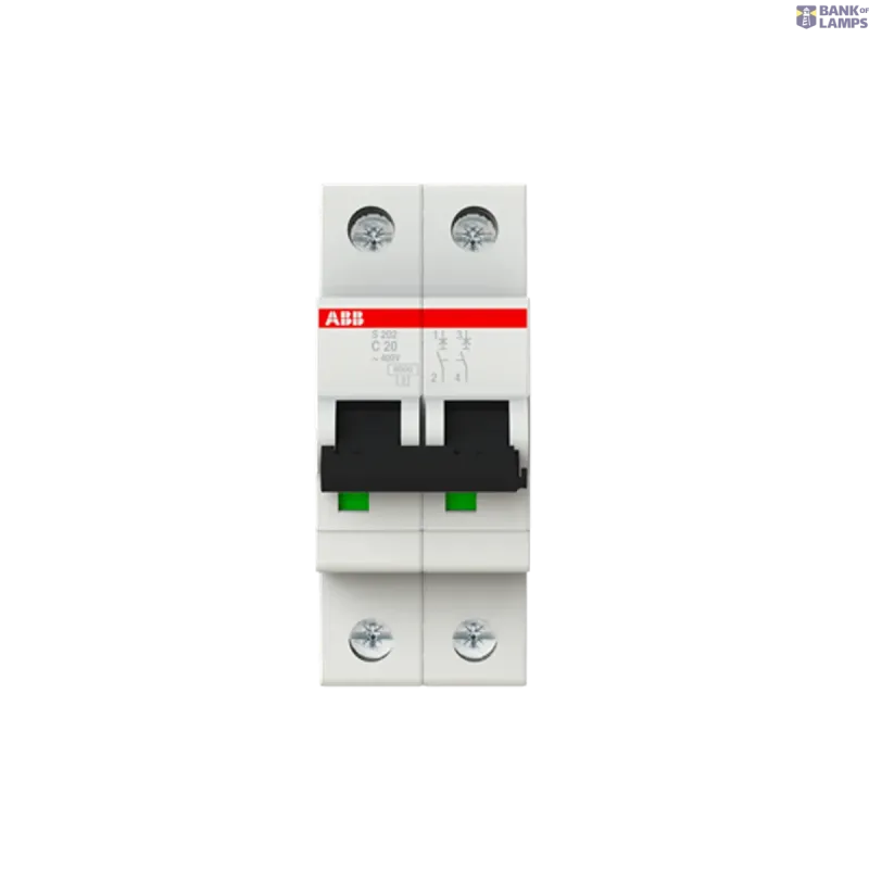 ABB S202-C20 Miniature Circuit Breaker - 2P - C - 20 A 2CDS252001R0204