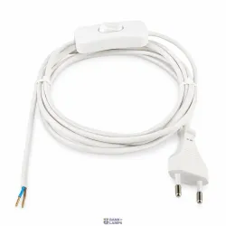 THORGEON 19033 — Flat Cord 3m 2×0.75mm² 2.5A 250V~ IP20 Switch EU Plug White THORGEON 19033 — Flat Cord 3m 2×0.75mm² 2.5A 250V~ IP20 Switch EU Plug White
