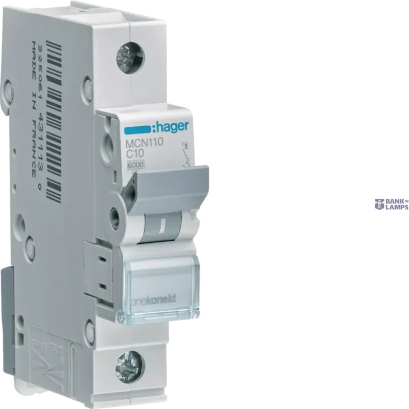 Hager Circuit Breaker 1P, 6 kA C-10 A, 1M MCN110