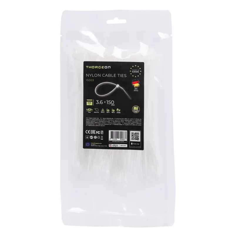 THORGEON Ties 3.6x150 White (100 pcs) 15003