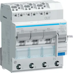 Hager ADZ316D — Residual Current автоматический выключатель with Overcurrent Protection 3 - 3x1P+N, 6 kA B-16 A, 30 mA A QC/QBB