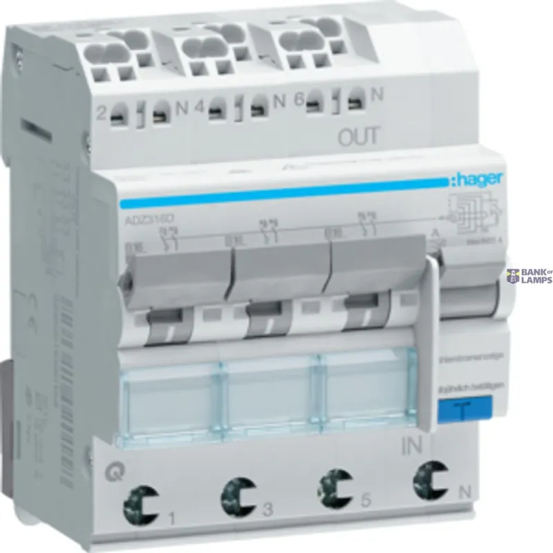 Hager Residual Current Circuit Breaker with Overcurrent ADZ316D