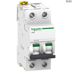 Schneider Electric A9F95202 — automātslēdzis Acti9 iC60L, 2P, 2 A, K Curve, 100 kA, 12–133 V AC