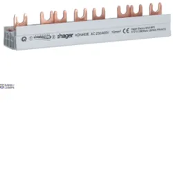 Hager KDN463E — Insulated busbar 3P+N 63A fork 10mm² 8M