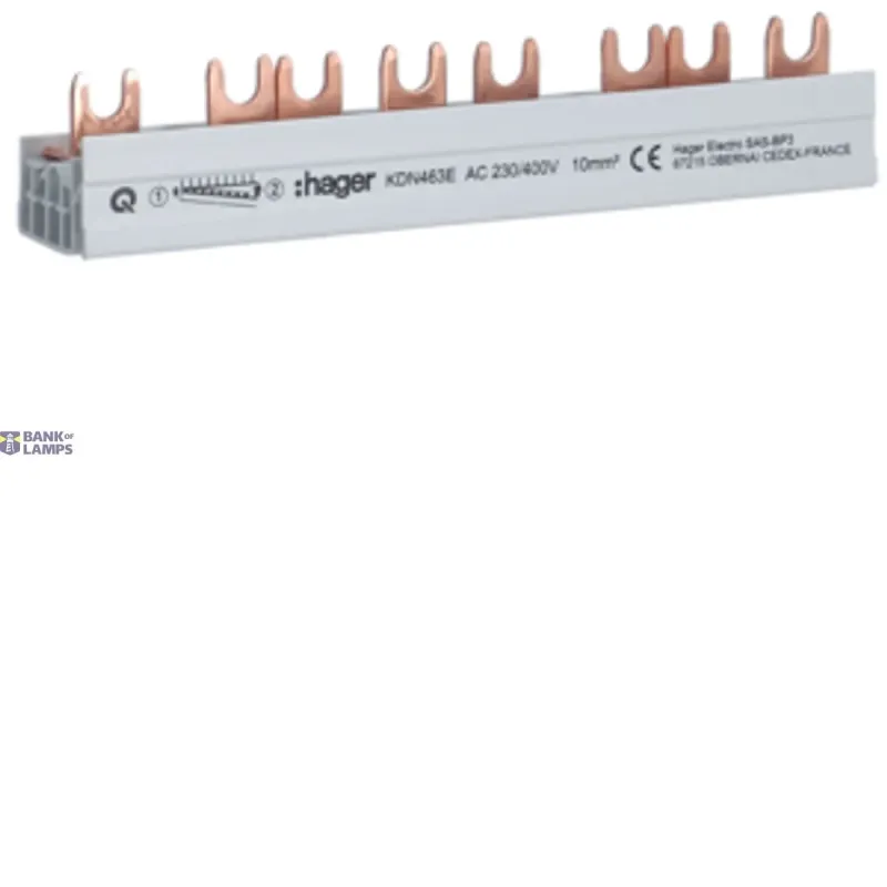 Hager Insulated busbar 3P+N 63A fork 10mm² 8M KDN463E