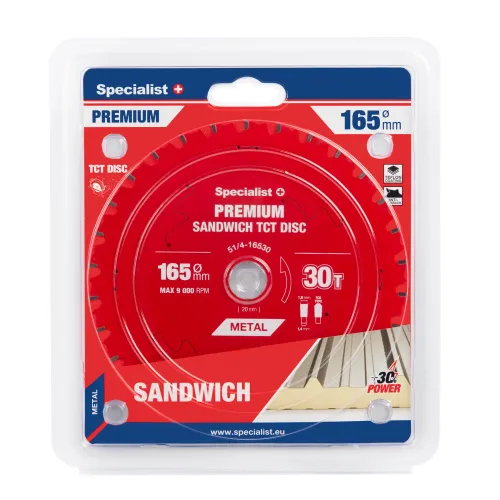 Specialist+ Griešanas disks 165x30Tx20mm, Sandwich PREMIUM, SPECIALIST+ 51-4-16530