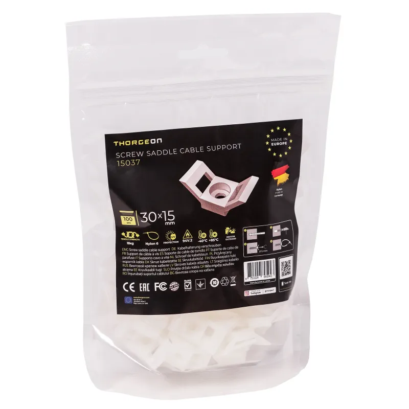 THORGEON Screw Saddle Cable Support white 30x15 (100pcs) 15037