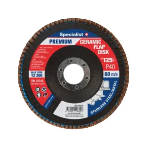Atlokšņu slīpēšanas disks 125 mm, P40, Keramiskais PREMIUM, SPECIALIST+ Atlokšņu slīpēšanas disks 125 mm, P40, Keramiskais PREMIUM, SPECIALIST+