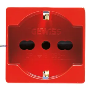 GEWISS GW20296 — ITALIAN/GERMAN STANDARD SOCKET-OUTLET 250V ac, For Dedicated Lines, 2p+e 16a Dual Amperage, P40, 2 Modules, Red, System GEWISS GW20296 — ITALIAN/GERMAN STANDARD SOCKET-OUTLET 250V ac, For Dedicated Lines, 2p+e 16a Dual Amperage, P40, 2 Modules, Red, System