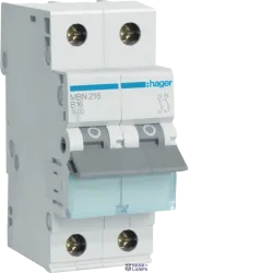 Hager MBN216 — автоматический выключатель 2P, 6 kA B-16 A, 2M