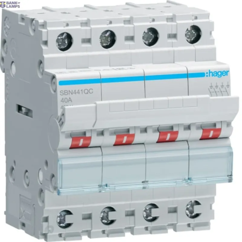 Hager Switch 4 pole, 40 A, screwless SBN441QC