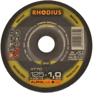 Disks metālam, XT70, 125x1,0x22,23 mm, RHODIUS Disks metālam, XT70, 125x1,0x22,23 mm, RHODIUS
