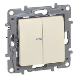 Legrand 764606 — One-Way выключатель Niloé 250 V, Ivory, 10 A, IP20, 75.8 mm, 31 mm, 2-Gang