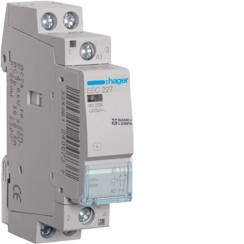 Hager Contactor 25 A, 1NO+1NC, 230 V ESC227