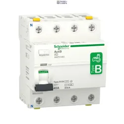 Schneider Electric A9Z51440 — Residual Current Circuit Breaker Acti9 iID, 4P, 40 A, 400 V AC, 30mA, Electrical Vehicle Charger Schneider Electric A9Z51440 — Residual Current Circuit Breaker Acti9 iID, 4P, 40 A, 400 V AC, 30mA, Electrical Vehicle Charger