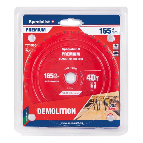 Specialist+ Griešanas disks 165x40Tx20mm, Demolition PREMIUM 51-5-16540